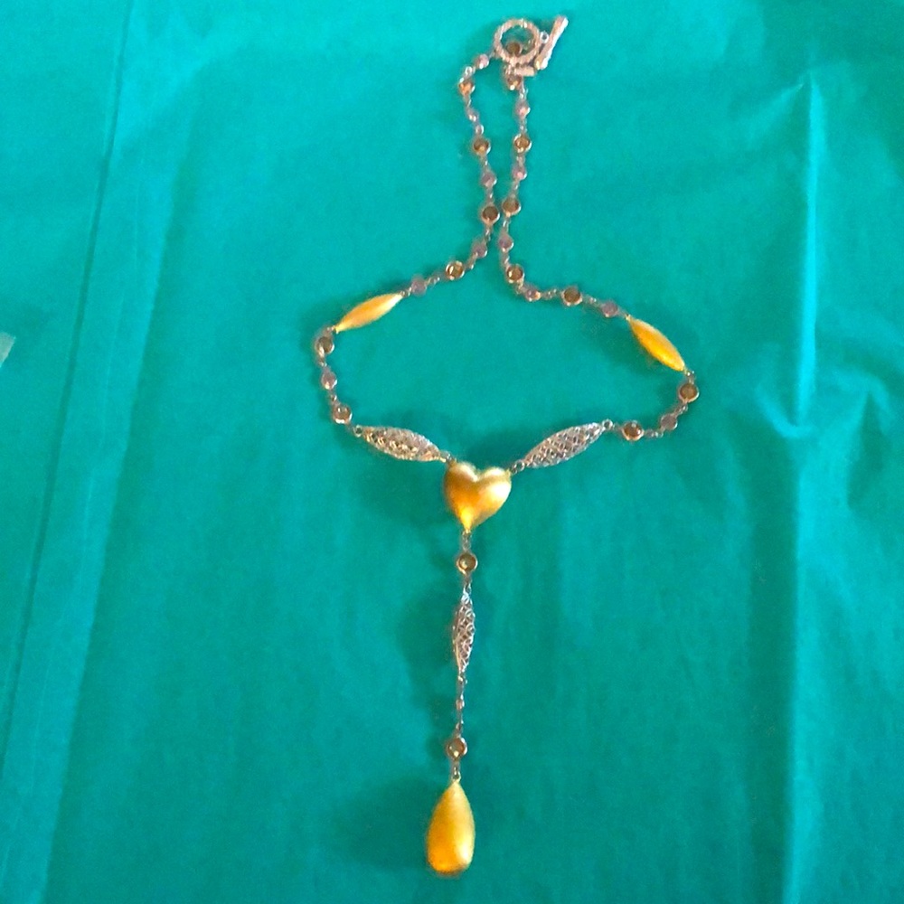 Sterling and gold beaded tear drop necklace